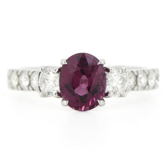 White Gold Rhodolite Garnet & Diamond Dress Ring