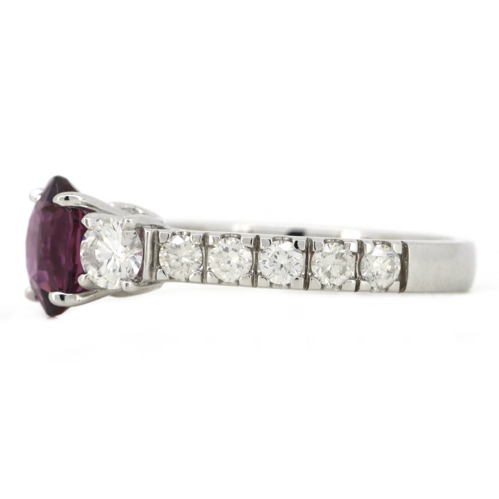 White Gold Rhodolite Garnet & Diamond Dress Ring