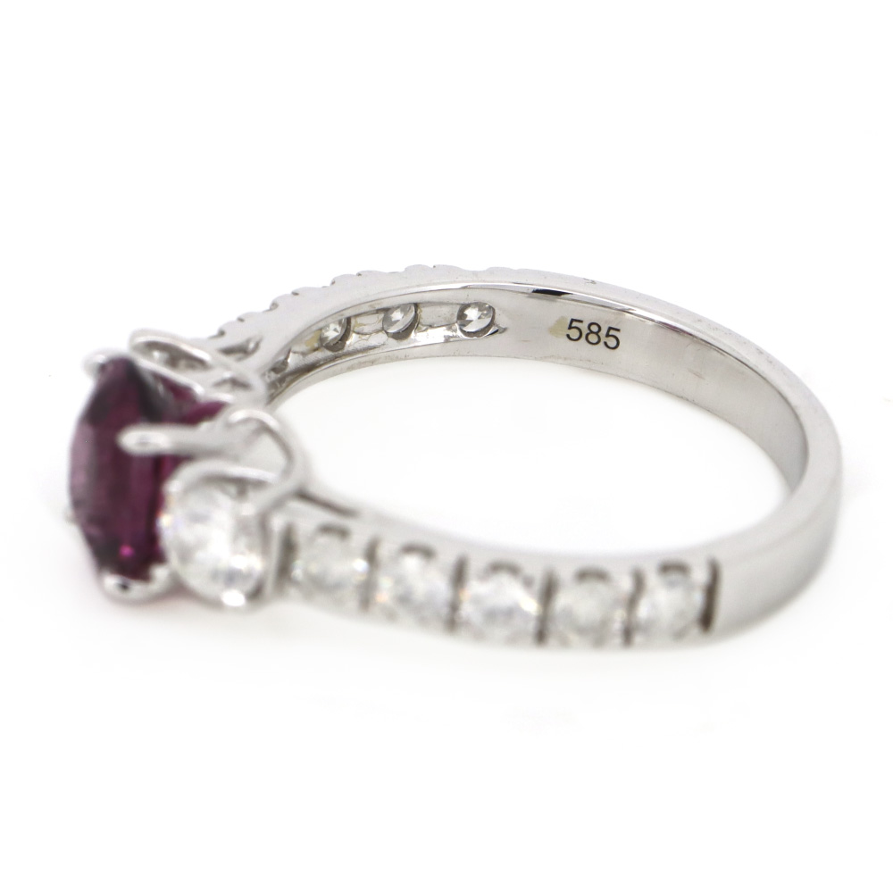 White Gold Rhodolite Garnet & Diamond Dress Ring