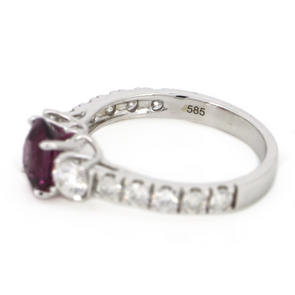 White Gold Rhodolite Garnet & Diamond Dress Ring