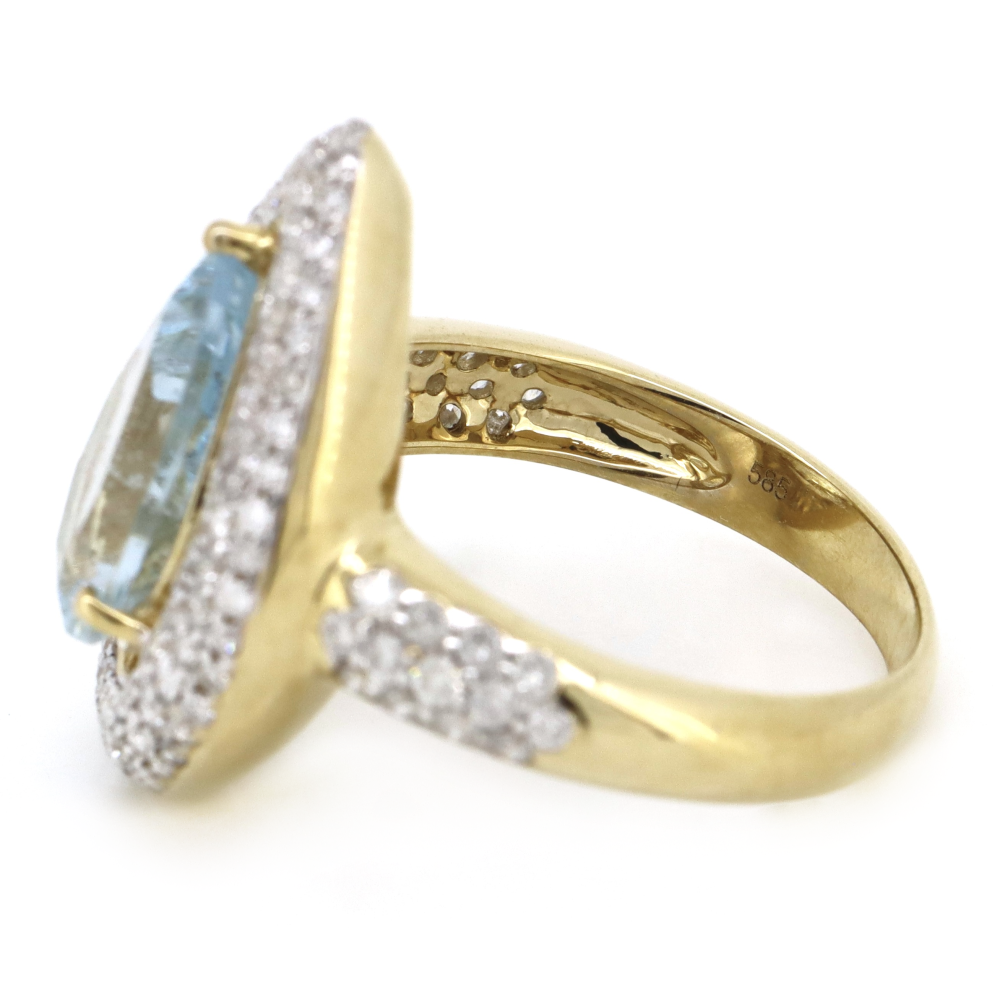 2.99ct Yellow Gold Aquamarine and Diamond Cluster Ring