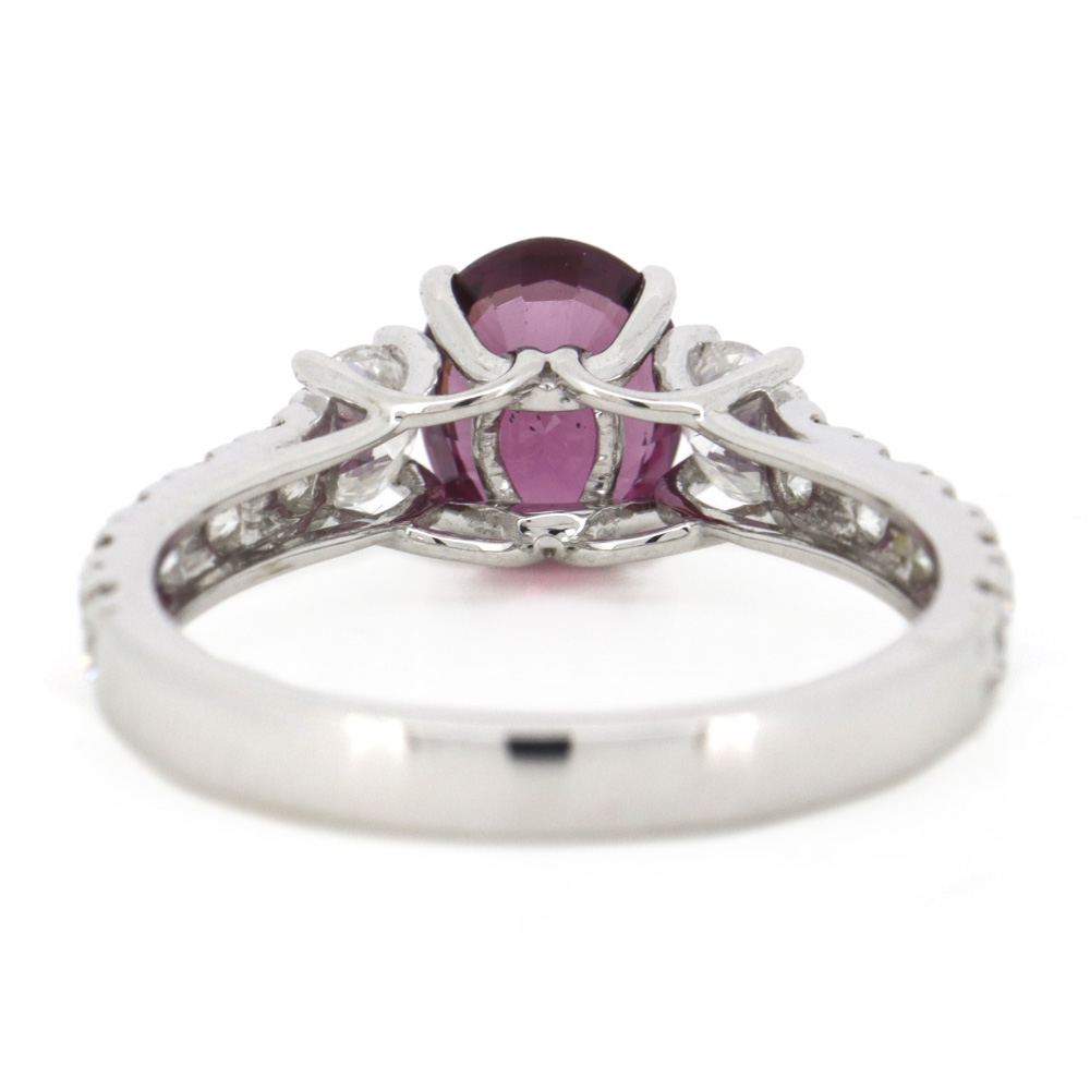 White Gold Rhodolite Garnet & Diamond Dress Ring