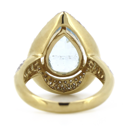 2.99ct Yellow Gold Aquamarine and Diamond Cluster Ring
