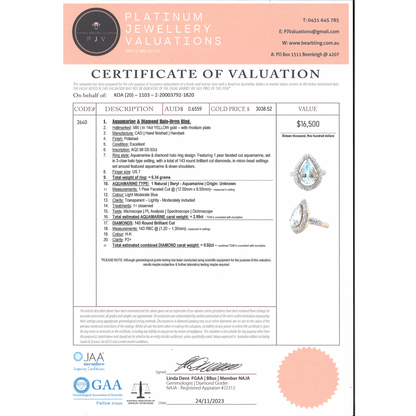 2.99ct Yellow Gold Aquamarine and Diamond Cluster Ring