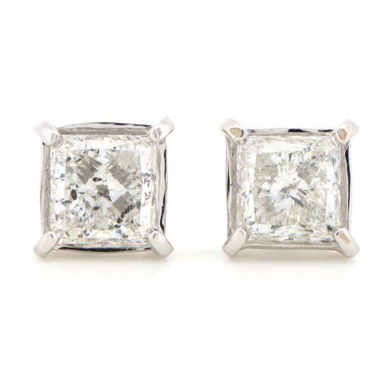White Gold, 3.04ct TDW Diamond, Solitaire Stud Earrings