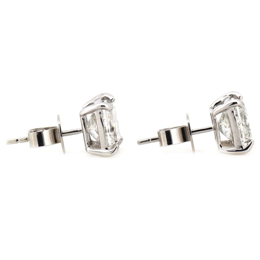 White Gold, 3.04ct TDW Diamond, Solitaire Stud Earrings