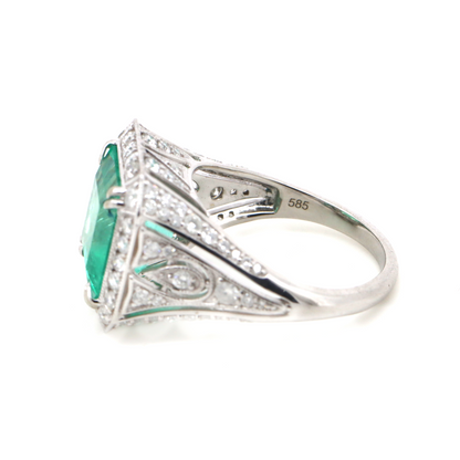 White Gold 5.51ct Colombian Emerald and Diamond Statement Ring
