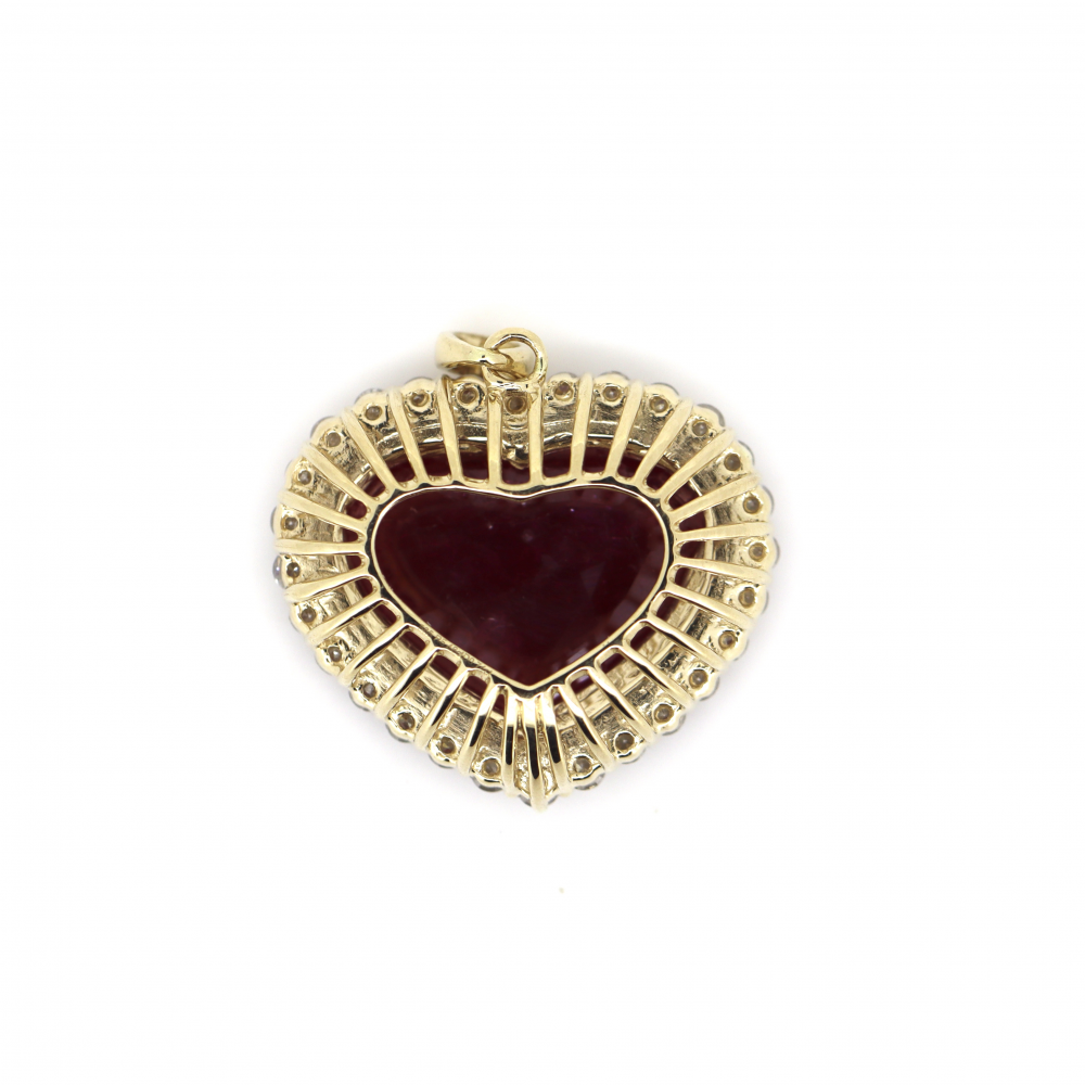 5.46ct Yellow Gold Ruby and Diamond Heart Pendant