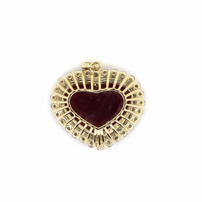 5.46ct Yellow Gold Ruby and Diamond Heart Pendant