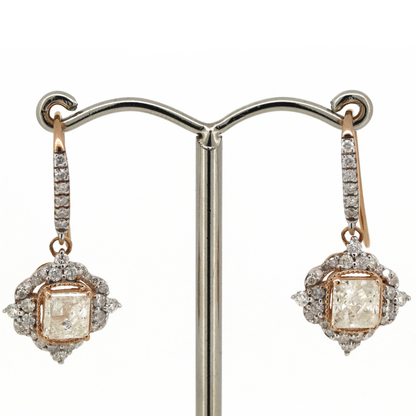 Rose Gold Vintage-Inspired Diamond Drop Earrings