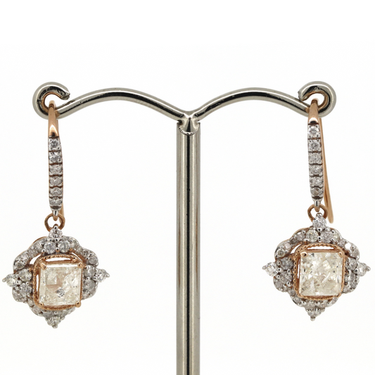 Rose Gold Vintage-Inspired Diamond Drop Earrings