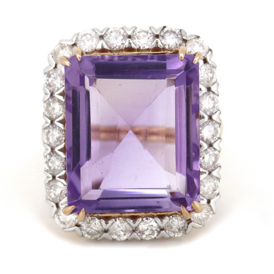 18.56ct Rose Gold Amethyst and Diamond Cocktail Ring