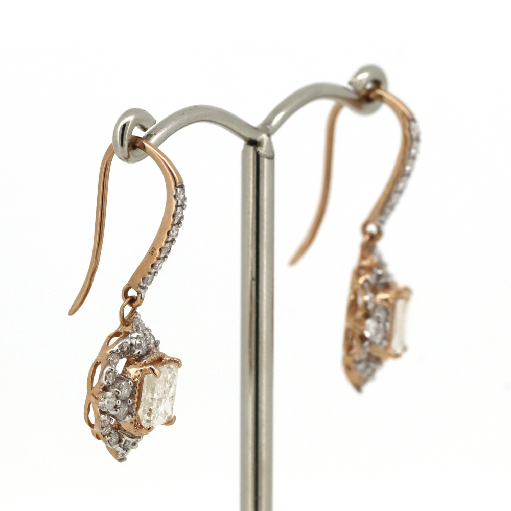 Rose Gold Vintage-Inspired Diamond Drop Earrings