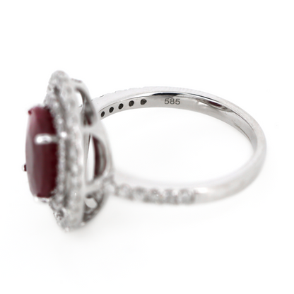 2.93ct White Gold Ruby and Diamond Double Halo Ring
