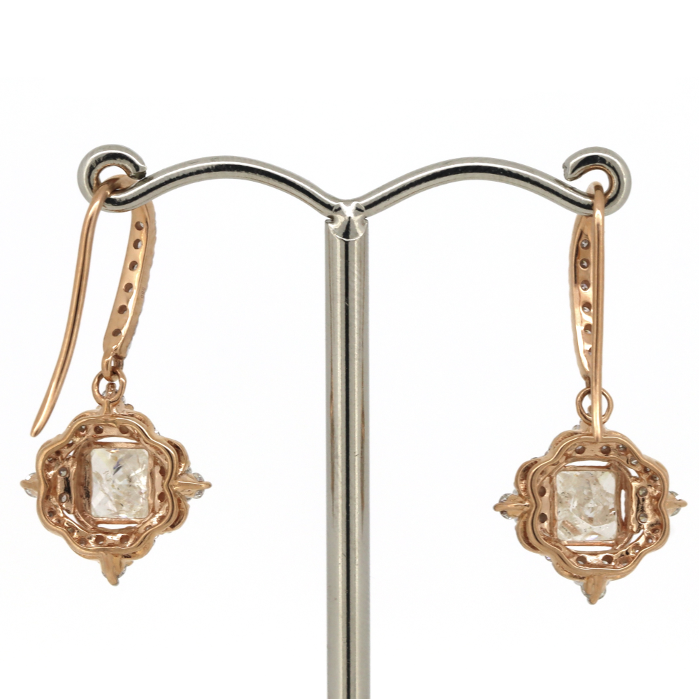 Rose Gold Vintage-Inspired Diamond Drop Earrings