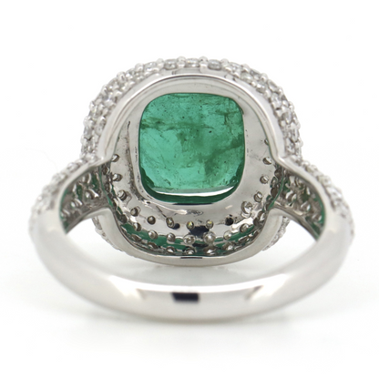 2.28ct White Gold, Emerald and Diamond, Cluster Halo Ring