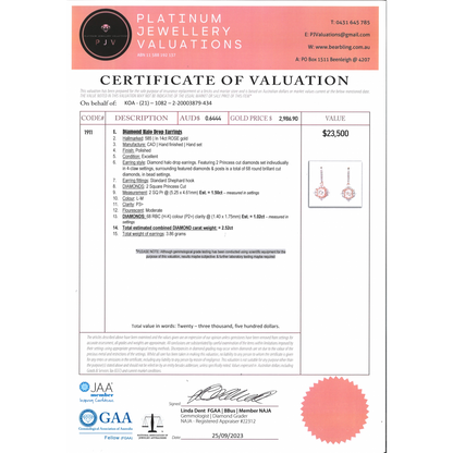 Rose Gold Vintage-Inspired Diamond Drop Earrings