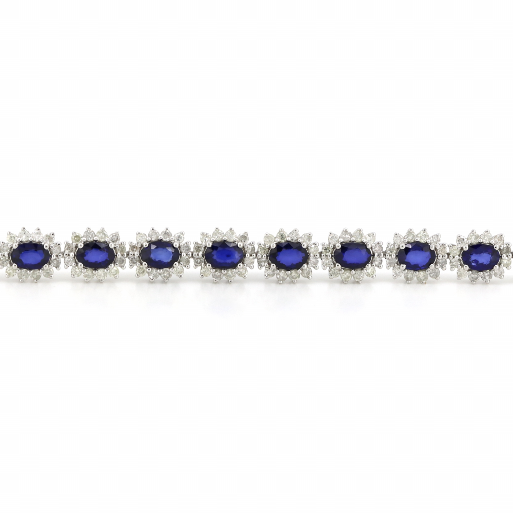 8.34ct Blue Sapphire and Diamond Halo Bracelet