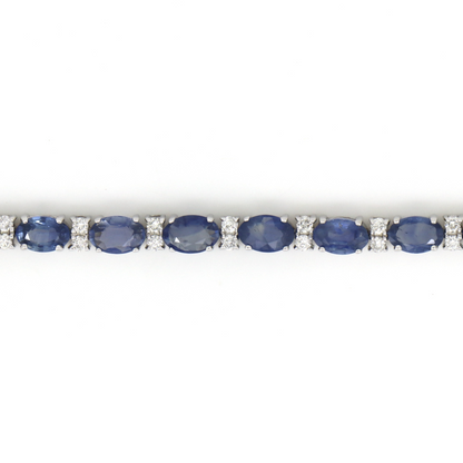 9.03ct White Gold, Sapphire and Diamond, Line Bracelet