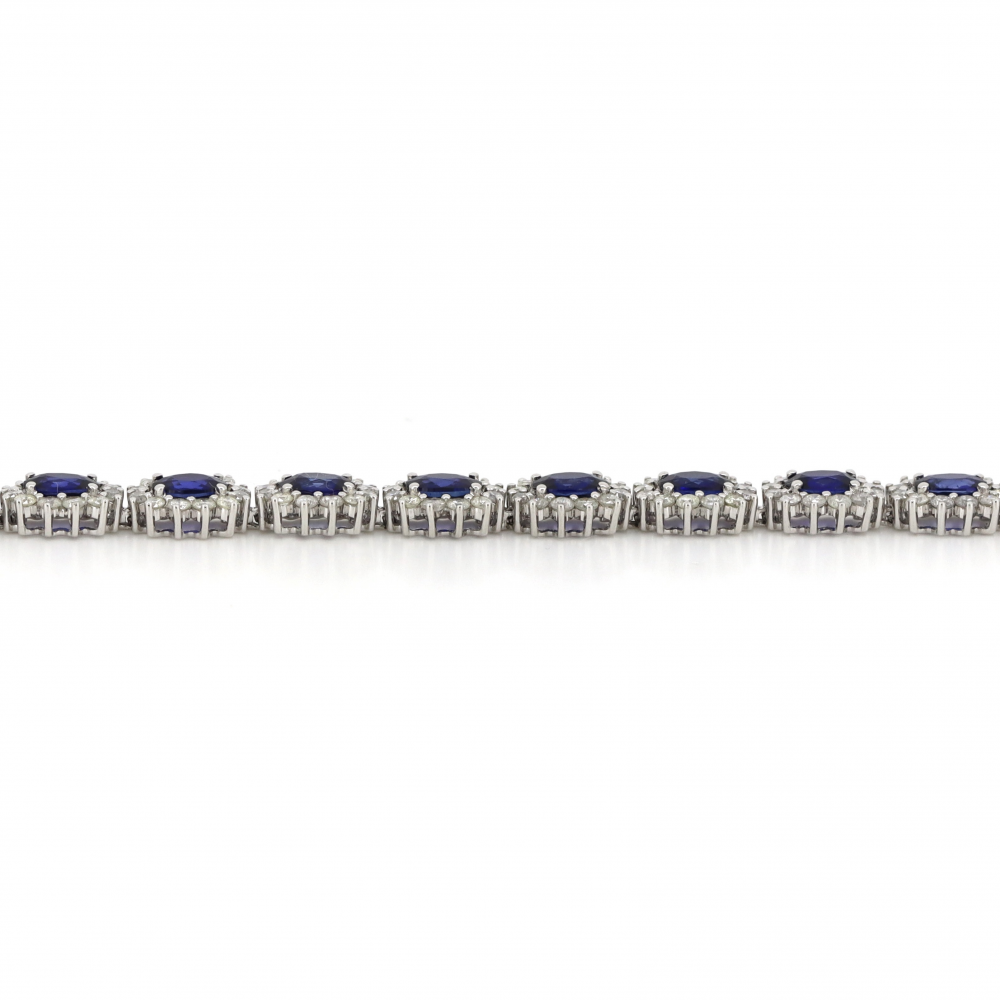 8.34ct Blue Sapphire and Diamond Halo Bracelet