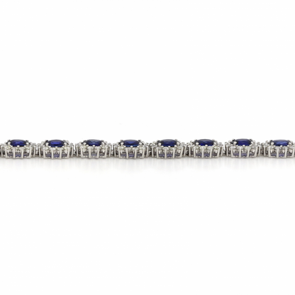 8.34ct Blue Sapphire and Diamond Halo Bracelet