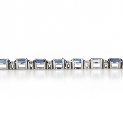 9.03ct White Gold, Sapphire and Diamond, Line Bracelet