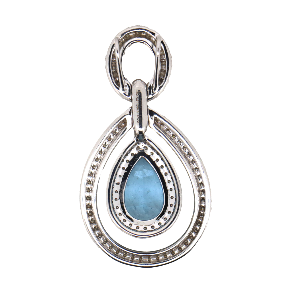 1.86ct White Gold Aquamarine and Diamond Pendant