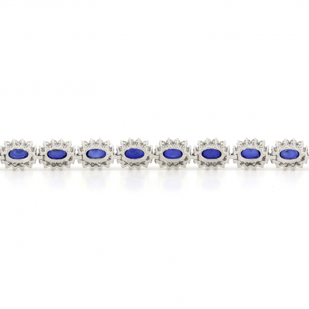 8.34ct Blue Sapphire and Diamond Halo Bracelet