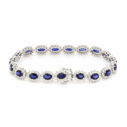 8.34ct Blue Sapphire and Diamond Halo Bracelet