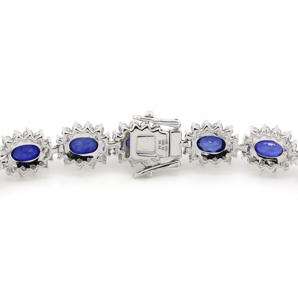 8.34ct Blue Sapphire and Diamond Halo Bracelet