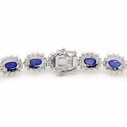 8.34ct Blue Sapphire and Diamond Halo Bracelet