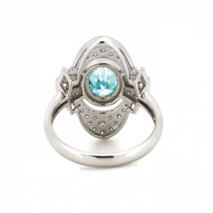 1.58ct White Gold Aquamarine and Diamond Art Deco Inspired Ring