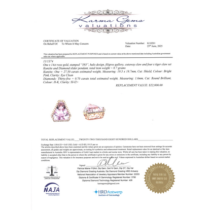 Rose Gold, 27.50ct Kunzite and Diamond, Statement Pendant