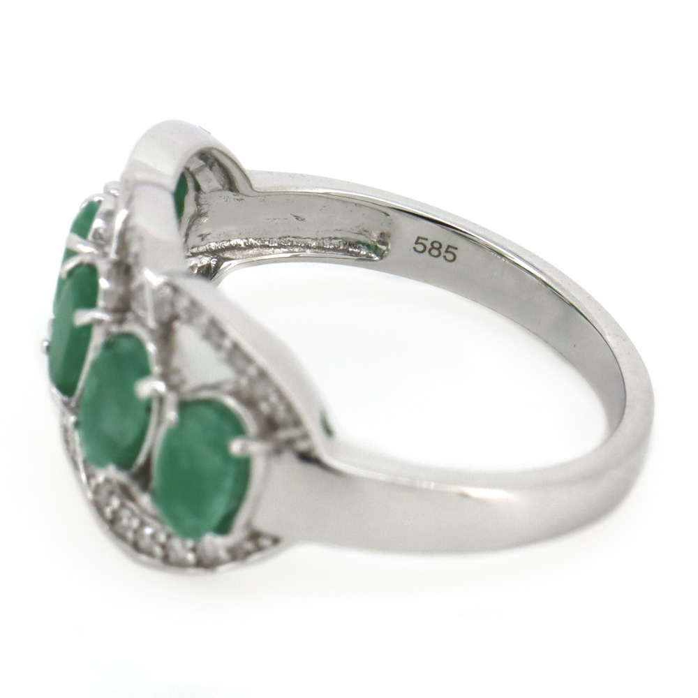 White Gold Oval cut Emerald and Diamond Eternity Ring