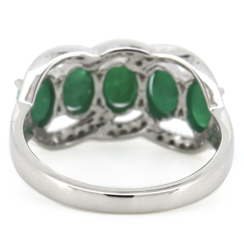 White Gold Oval cut Emerald and Diamond Eternity Ring
