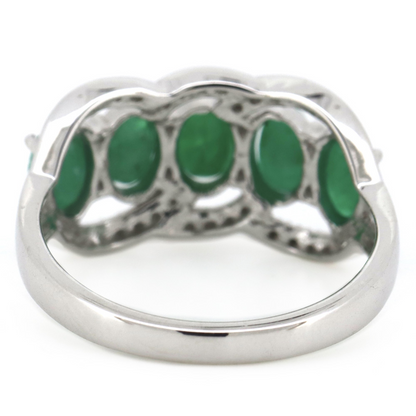 White Gold Oval cut Emerald and Diamond Eternity Ring