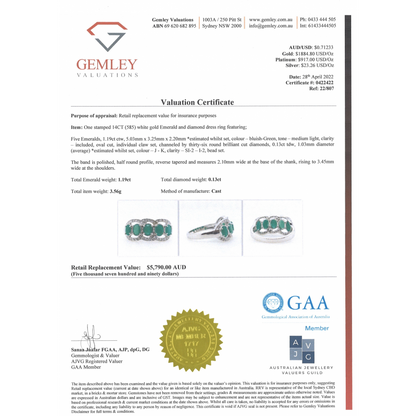 White Gold Oval cut Emerald and Diamond Eternity Ring