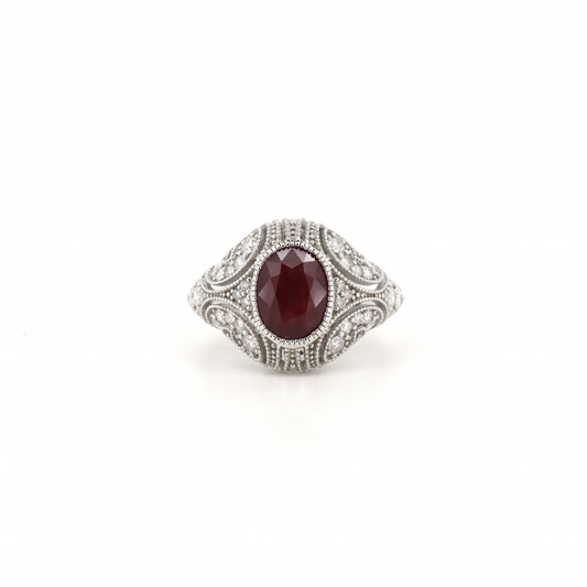 Ruby and Diamond Cluster Statement Ring