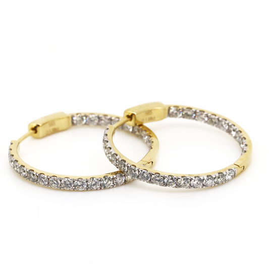 Yellow Gold Diamond Hoop Earrings