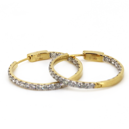Yellow Gold Diamond Hoop Earrings