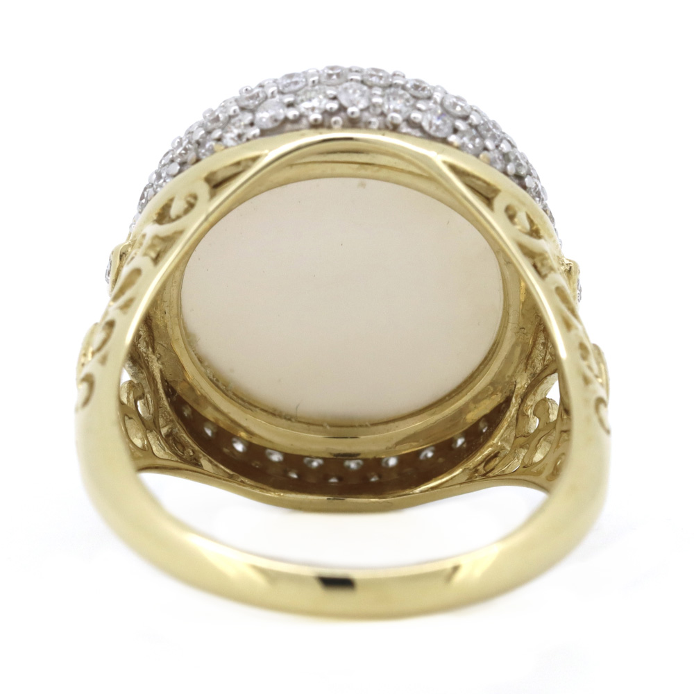 Yellow Gold & Rhodium Mabe South Sea Pearl Cocktail Ring