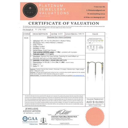 Yellow Gold Diamond Hoop Earrings