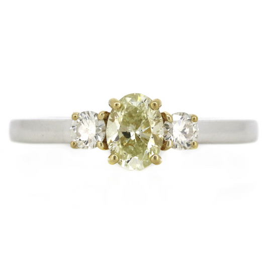 White/Yellow Gold Fancy Yellow Diamond Trilogy Ring