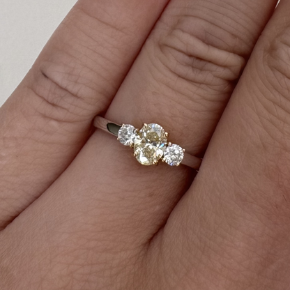 White/Yellow Gold Fancy Yellow Diamond Trilogy Ring