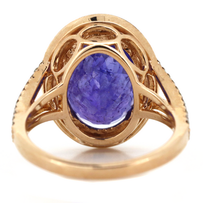 Rose Gold 7.92ct Tanzanite and Diamond Cocktail Ring
