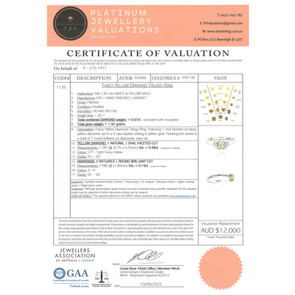 White/Yellow Gold Fancy Yellow Diamond Trilogy Ring