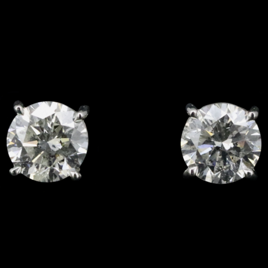 1.87ct TDW Diamond Solitaire Stud Earrings