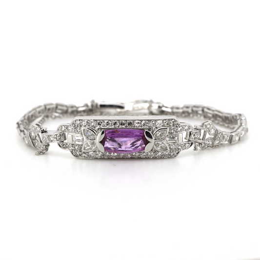 White Gold Sapphire and Diamond Art Deco Bracelet