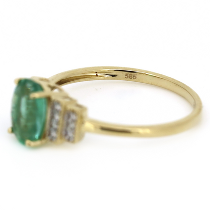 1.60ct Oval Yellow Gold Emerald and Diamond Dress Ring