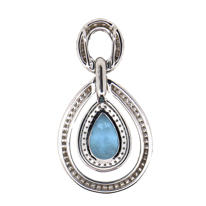 3.21ct White Gold Aquamarine and Diamond Pendant